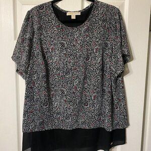 Michael Kors Floral Multi Layer Top with Split Back